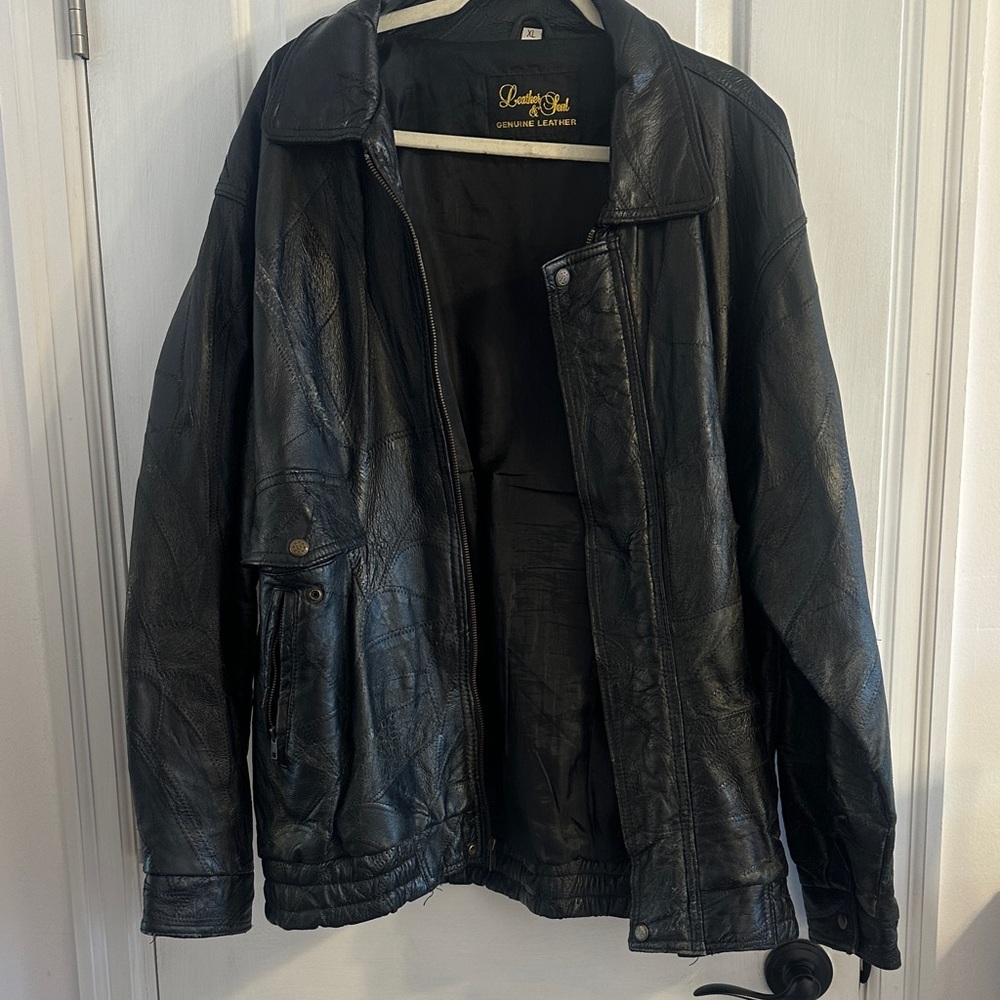 vintage Genuine Leather Men's Black Jacket